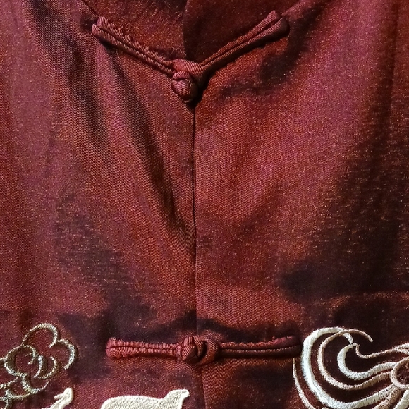 Embroidered Dragon Kimono in Deep Red - Picture 3 of 9